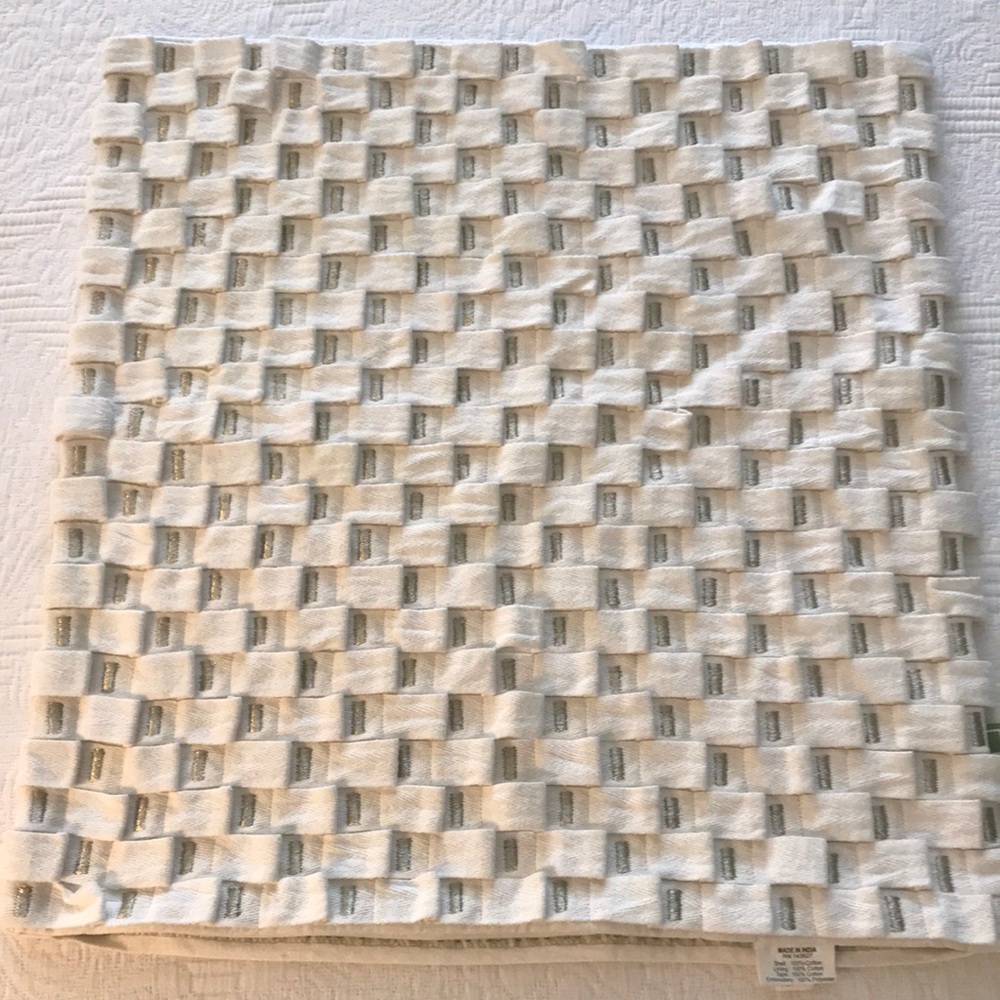 Celerie Kimble Textured Throw Pillow Cover Cream with Silver Embroidery